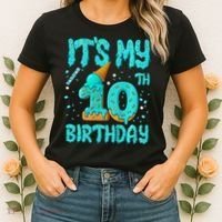 Ice Cream Drip 10th Birthday 10 Years Old Birthday Women's T-Shirt thumb 2