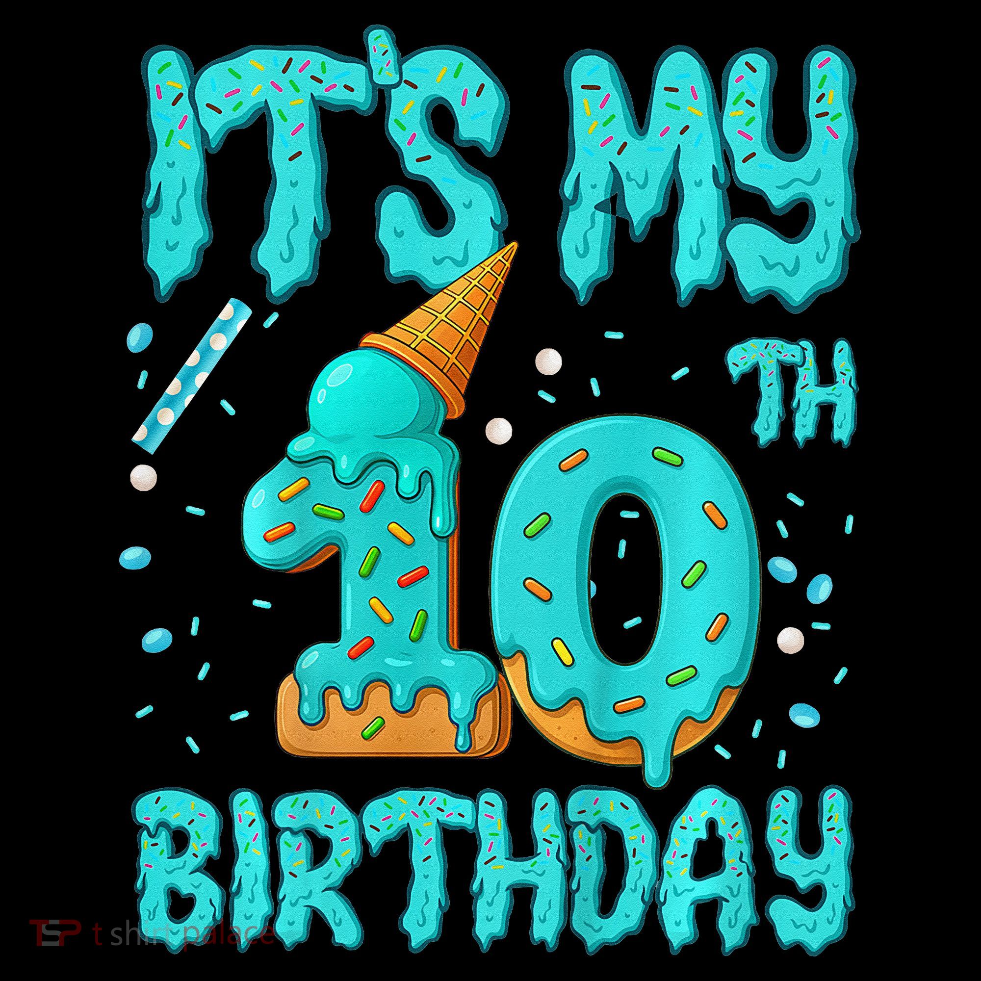 Ice Cream Drip 10th Birthday 10 Years Old Birthday Kids Sweatshirt