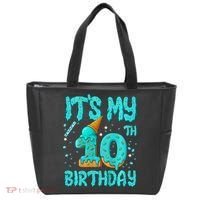 Ice Cream Drip 10th Birthday 10 Years Old Birthday Tote Bag thumb 0