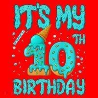 Ice Cream Drip 10th Birthday 10 Years Old Birthday Santa Hat thumb 1