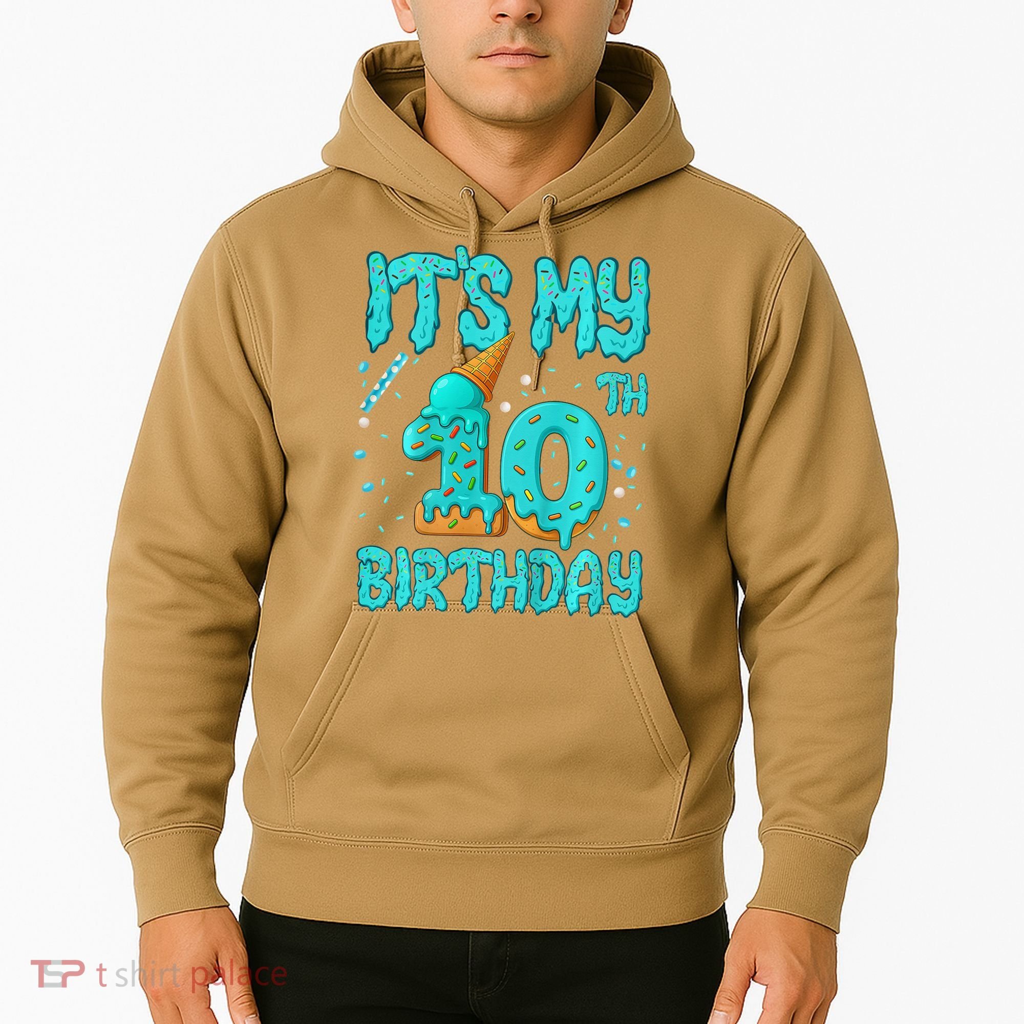 Ice Cream Drip 10th Birthday 10 Years Old Birthday Hoodie