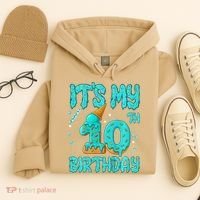 Ice Cream Drip 10th Birthday 10 Years Old Birthday Hoodie thumb 4