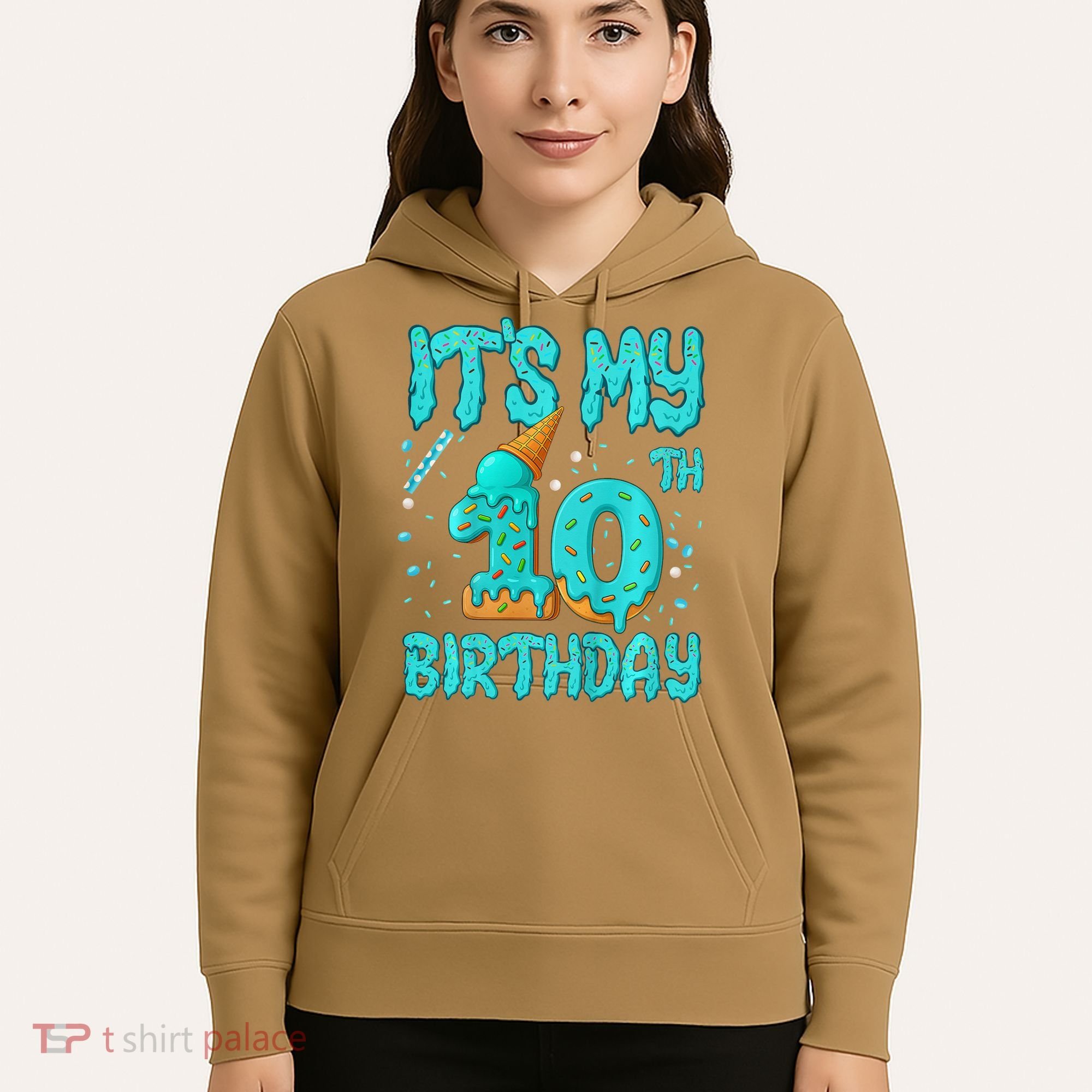 Ice Cream Drip 10th Birthday 10 Years Old Birthday Hoodie