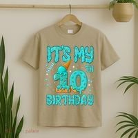Ice Cream Drip 10th Birthday 10 Years Old Birthday T-Shirt thumb 2