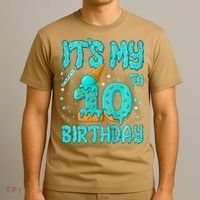 Ice Cream Drip 10th Birthday 10 Years Old Birthday T-Shirt thumb 3