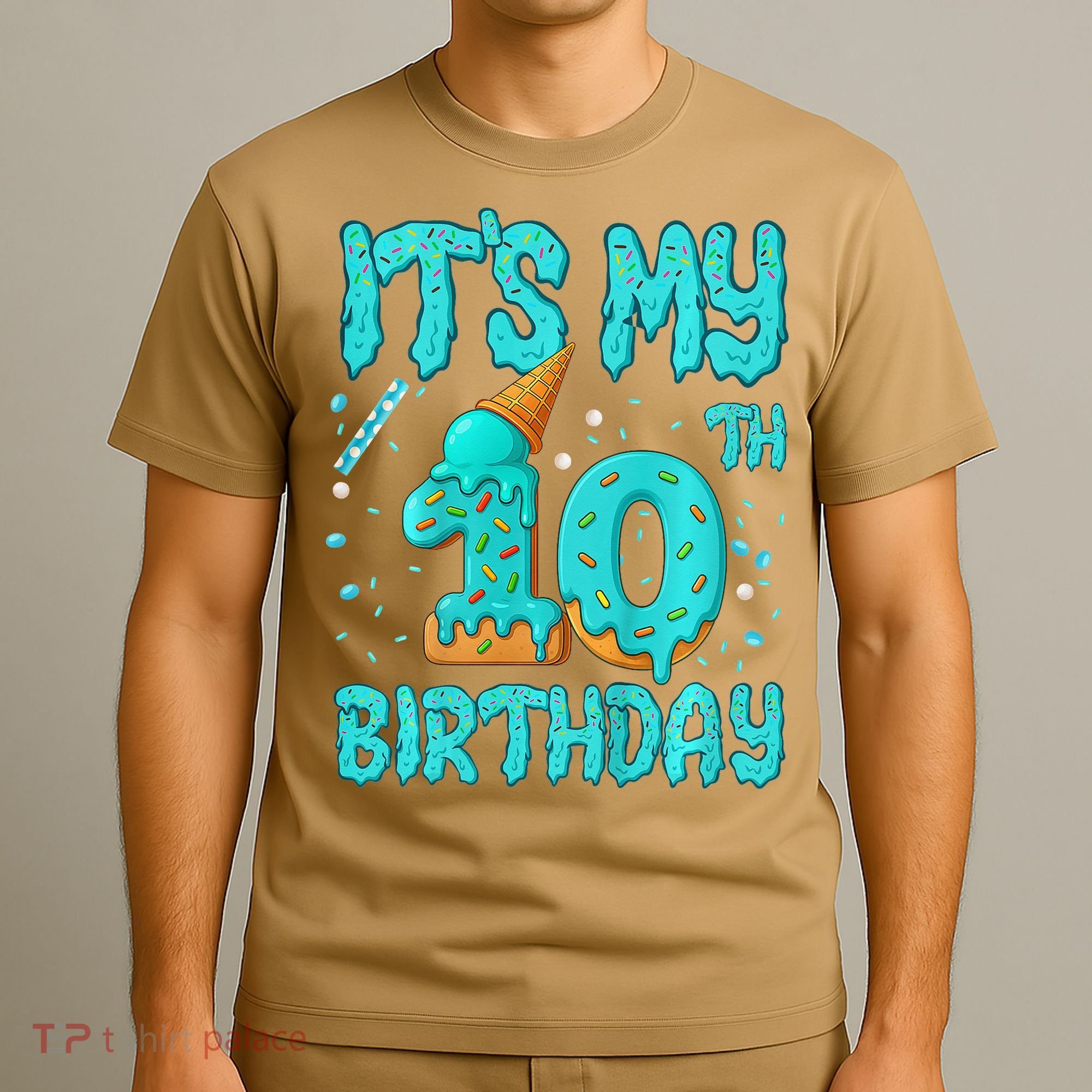 Ice Cream Drip 10th Birthday 10 Years Old Birthday T-Shirt