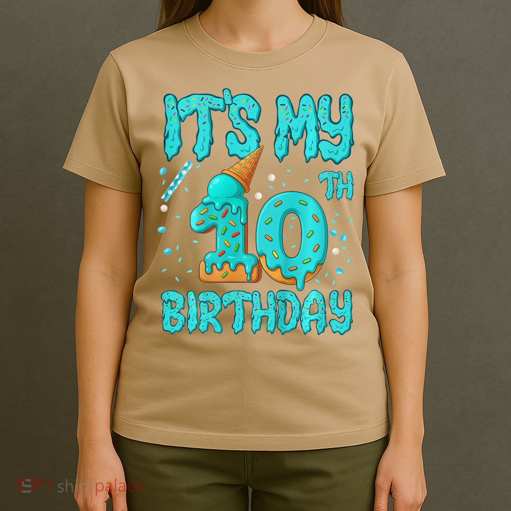 Ice Cream Drip 10th Birthday 10 Years Old Birthday T-Shirt