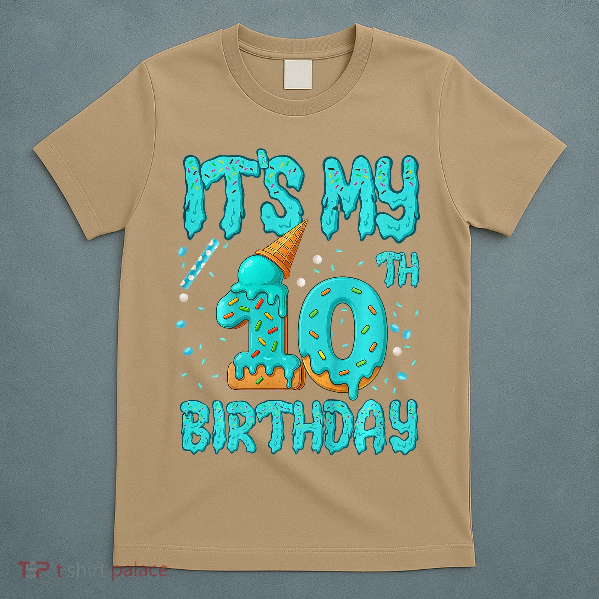 Ice Cream Drip 10th Birthday 10 Years Old Birthday T-Shirt
