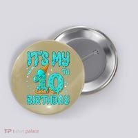 Ice Cream Drip 10th Birthday 10 Years Old Birthday Button thumb 0
