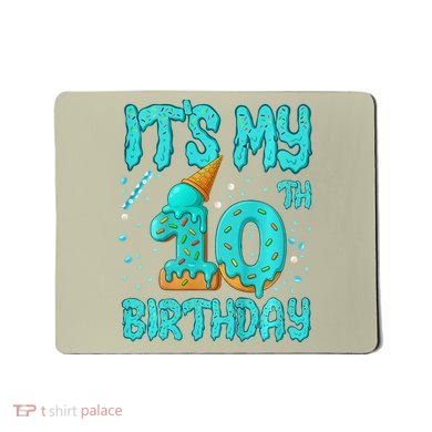 Ice Cream Drip 10th Birthday 10 Years Old Birthday Mousepad