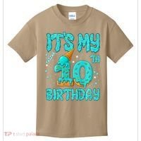 Ice Cream Drip 10th Birthday 10 Years Old Birthday Kids T-Shirt thumb 0