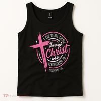 I Can Do All Things Through Christ Breast Cancer Awareness Tank Top thumb 2