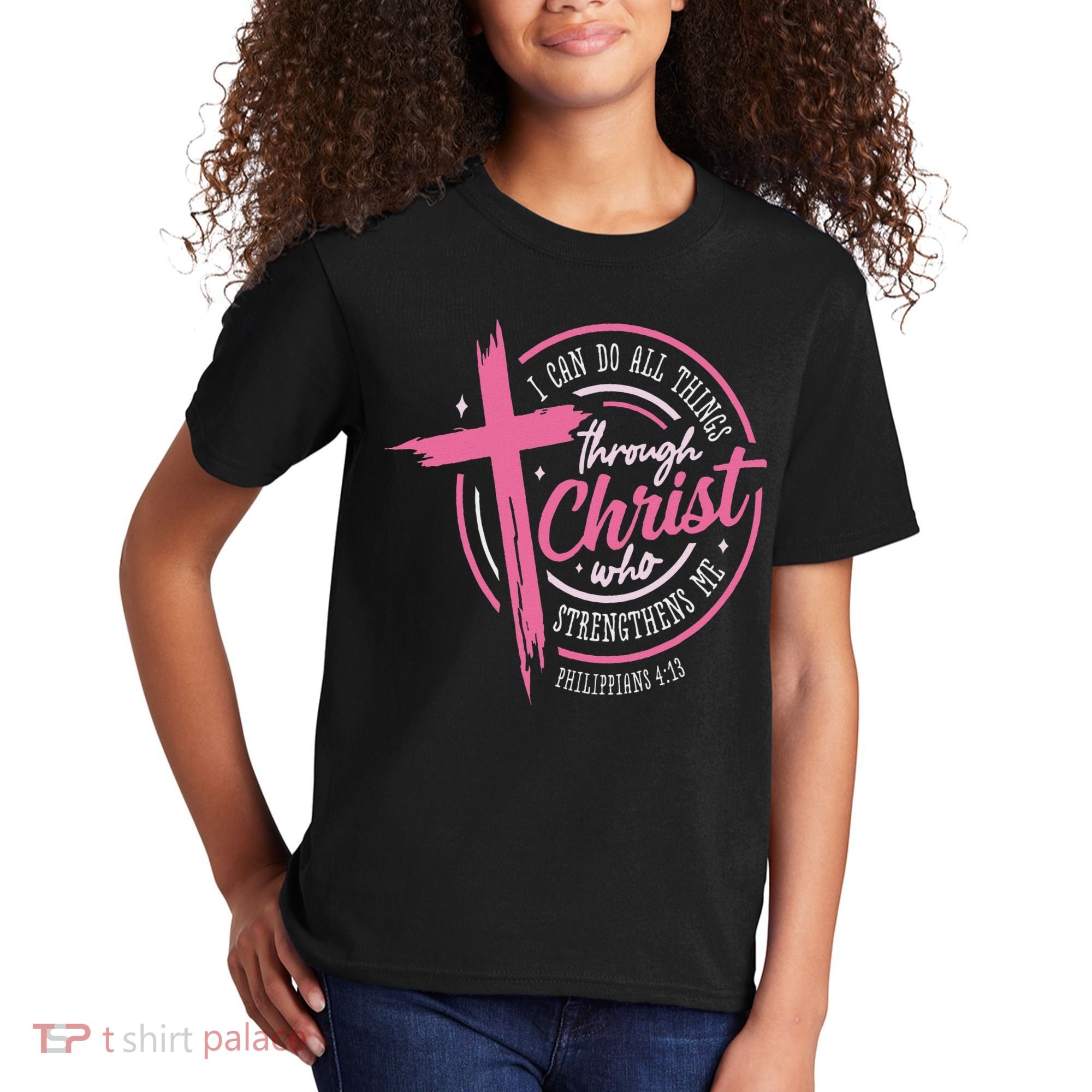 I Can Do All Things Through Christ Breast Cancer Awareness Kids T-Shirt