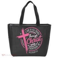 I Can Do All Things Through Christ Breast Cancer Awareness Tote Bag thumb 0