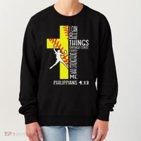 I Can Do All Things Through Christ Softball Christian Bible Women's Sweatshirt thumb 0