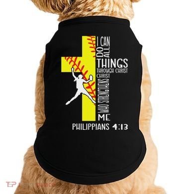 I Can Do All Things Through Christ Softball Christian Bible Doggie Tank