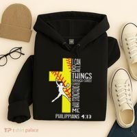I Can Do All Things Through Christ Softball Christian Bible Hoodie thumb 4