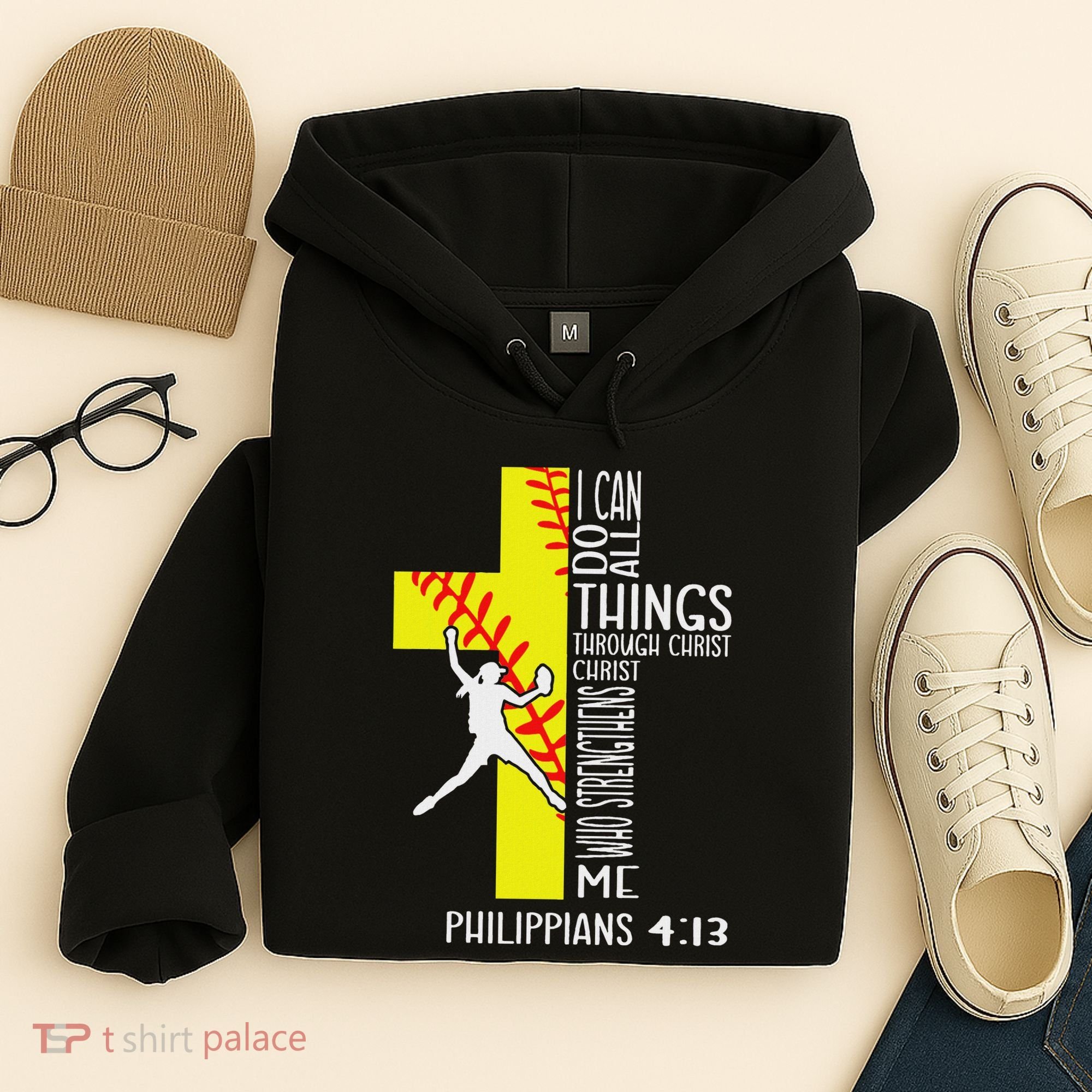 I Can Do All Things Through Christ Softball Christian Bible Hoodie
