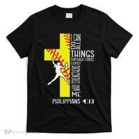 I Can Do All Things Through Christ Softball Christian Bible T-Shirt thumb 0
