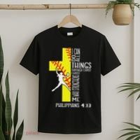 I Can Do All Things Through Christ Softball Christian Bible T-Shirt thumb 2