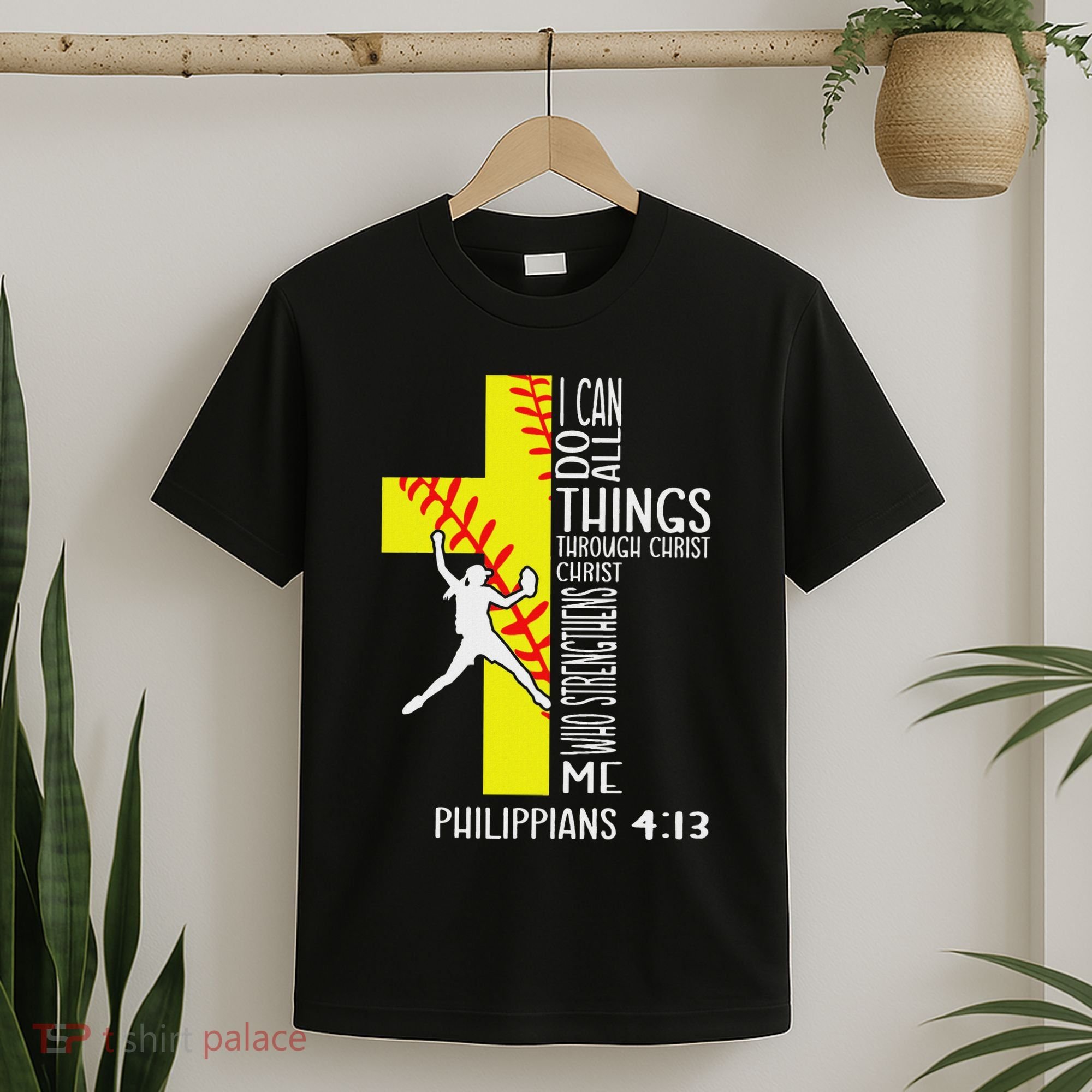 I Can Do All Things Through Christ Softball Christian Bible T-Shirt