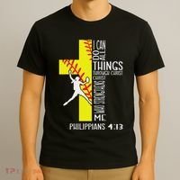 I Can Do All Things Through Christ Softball Christian Bible T-Shirt thumb 3