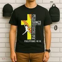 I Can Do All Things Through Christ Softball Christian Bible T-Shirt thumb 6