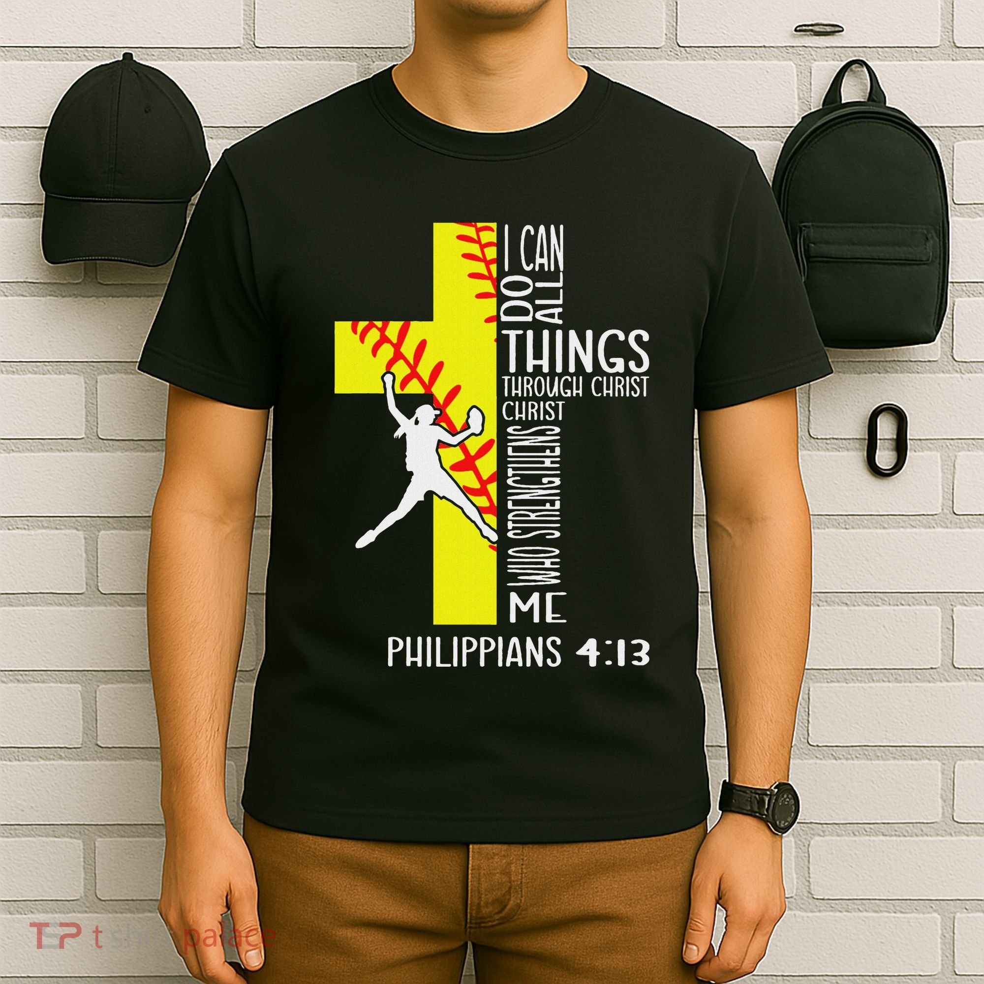 I Can Do All Things Through Christ Softball Christian Bible T-Shirt