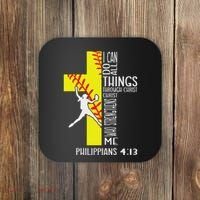 I Can Do All Things Through Christ Softball Christian Bible Coaster thumb 0