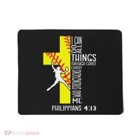 I Can Do All Things Through Christ Softball Christian Bible Mousepad thumb 0