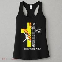 I Can Do All Things Through Christ Softball Christian Bible Women's Tank Top thumb 3