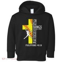 I Can Do All Things Through Christ Softball Christian Bible Toddler Hoodie thumb 0