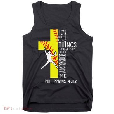 I Can Do All Things Through Christ Softball Christian Bible Tank Top