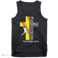 I Can Do All Things Through Christ Softball Christian Bible Tank Top thumb 0