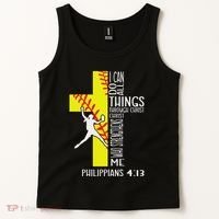 I Can Do All Things Through Christ Softball Christian Bible Tank Top thumb 2