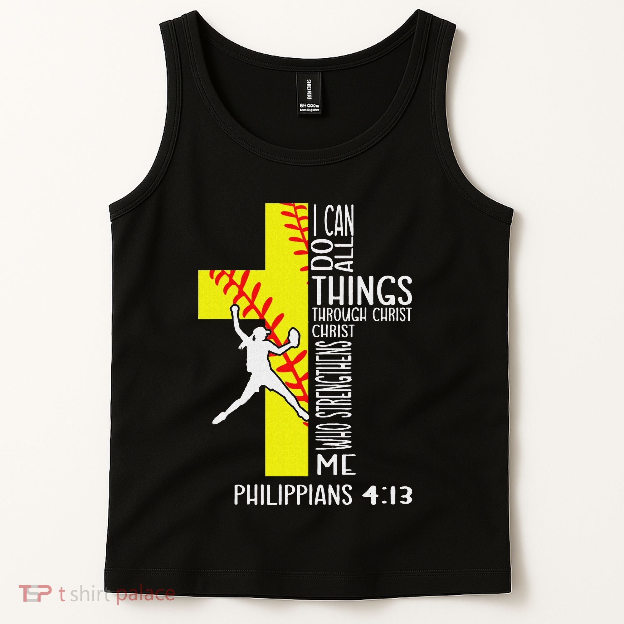 I Can Do All Things Through Christ Softball Christian Bible Tank Top