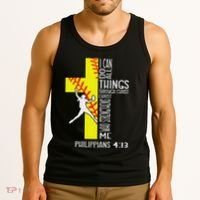 I Can Do All Things Through Christ Softball Christian Bible Tank Top thumb 3