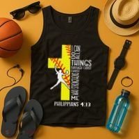 I Can Do All Things Through Christ Softball Christian Bible Tank Top thumb 4