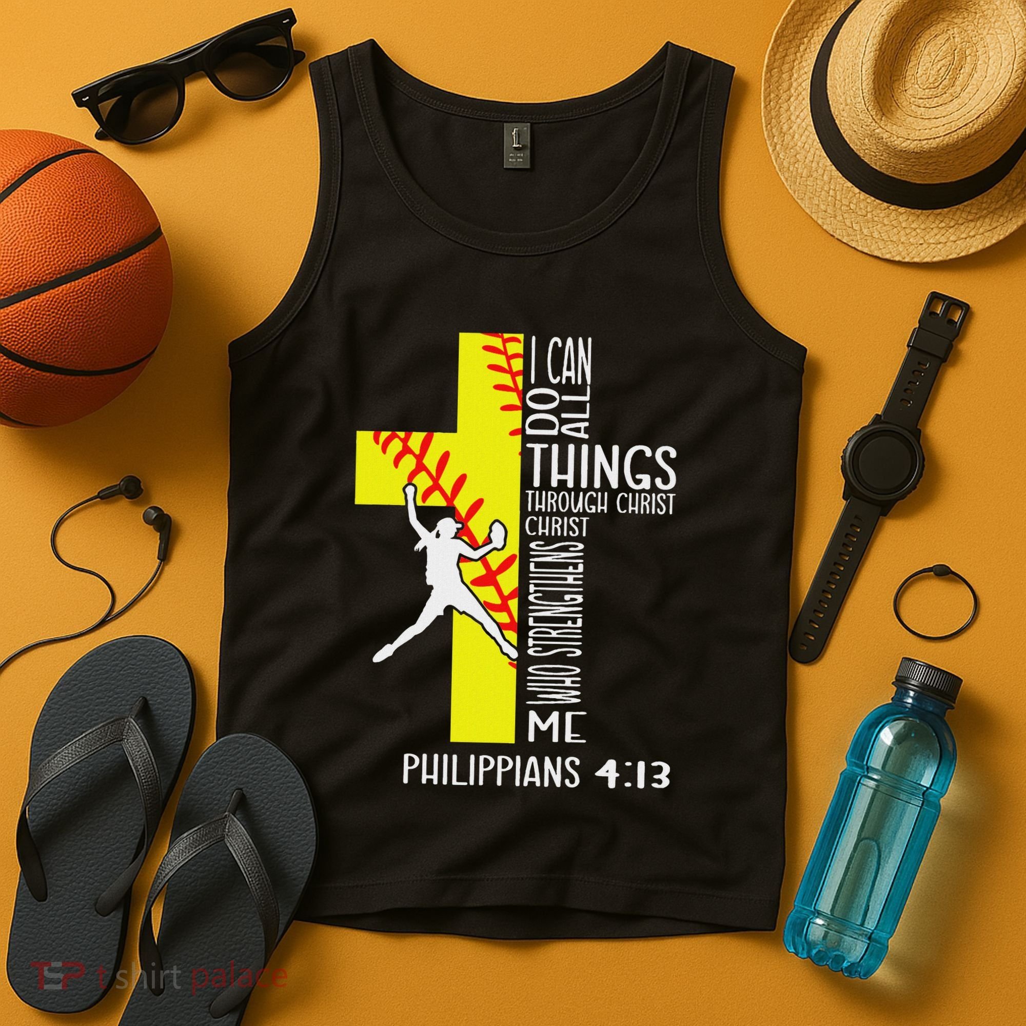 I Can Do All Things Through Christ Softball Christian Bible Tank Top