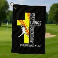 I Can Do All Things Through Christ Softball Christian Bible Golf Towel thumb 1