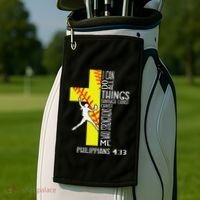 I Can Do All Things Through Christ Softball Christian Bible Golf Towel thumb 2