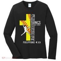 I Can Do All Things Through Christ Softball Christian Bible Women's Long Sleeve Shirt thumb 0