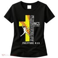 I Can Do All Things Through Christ Softball Christian Bible Women's T-Shirt thumb 0