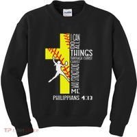 I Can Do All Things Through Christ Softball Christian Bible Kids Sweatshirt thumb 0