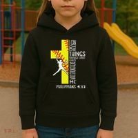 I Can Do All Things Through Christ Softball Christian Bible Kids Hoodie thumb 3