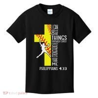I Can Do All Things Through Christ Softball Christian Bible Kids T-Shirt thumb 0