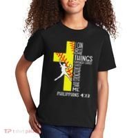 I Can Do All Things Through Christ Softball Christian Bible Kids T-Shirt thumb 2