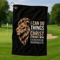 I Can Do All Things Through Christ Inspirational Belief Golf Towel thumb 1