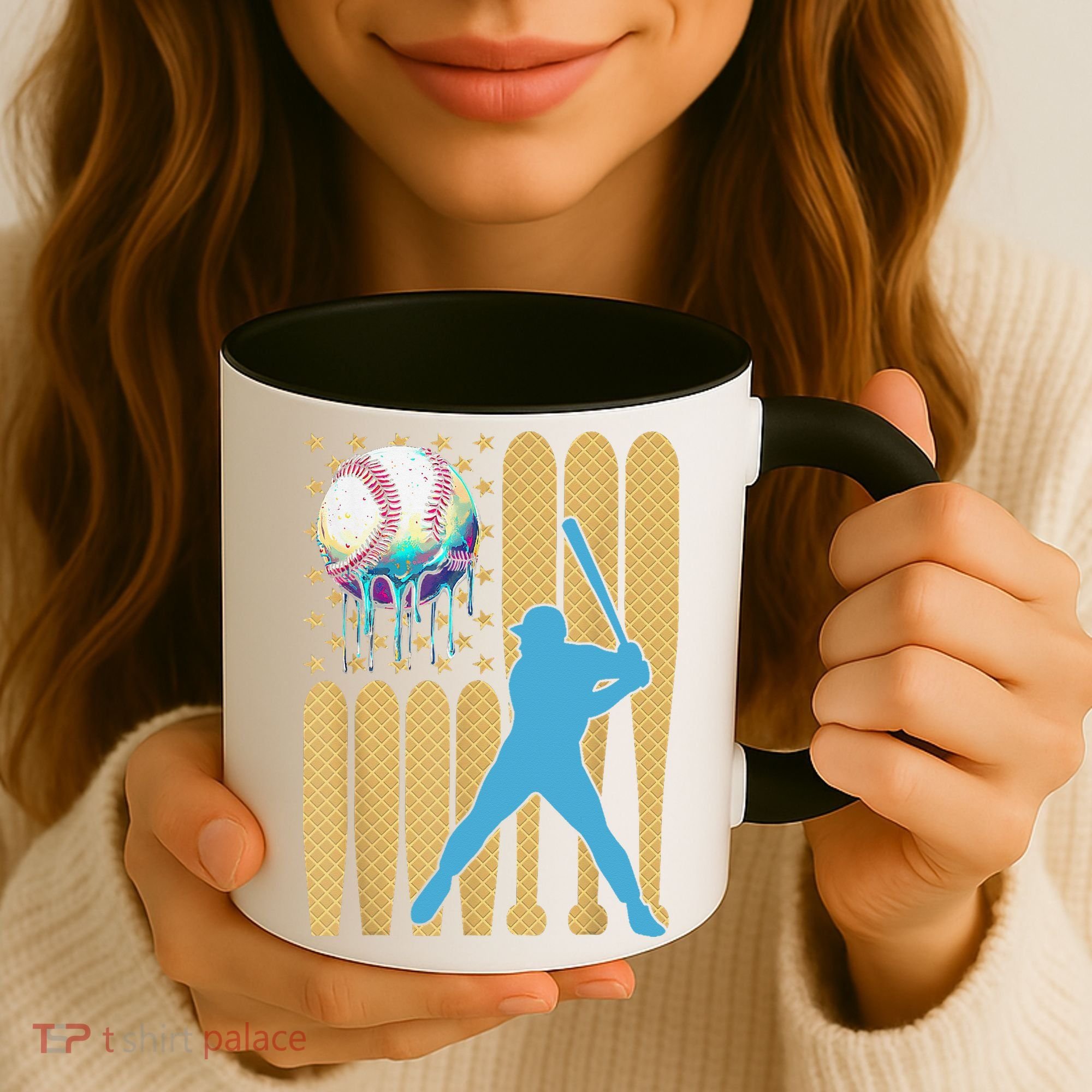 Ice Cream Drip Baseball Bat Baseball Player 4th Of July Coffee Mug