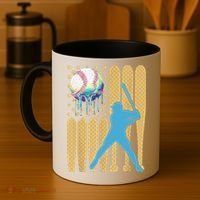 Ice Cream Drip Baseball Bat Baseball Player 4th Of July Coffee Mug thumb 4